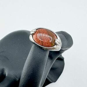 Vintage Oval Goldstone Ring Natural Ambition Drive Glamour Retro Goals